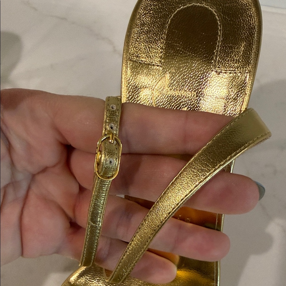Christian Louboutin Metallic Gold Strappy Stiletto Sandals - Picture 4 of 6